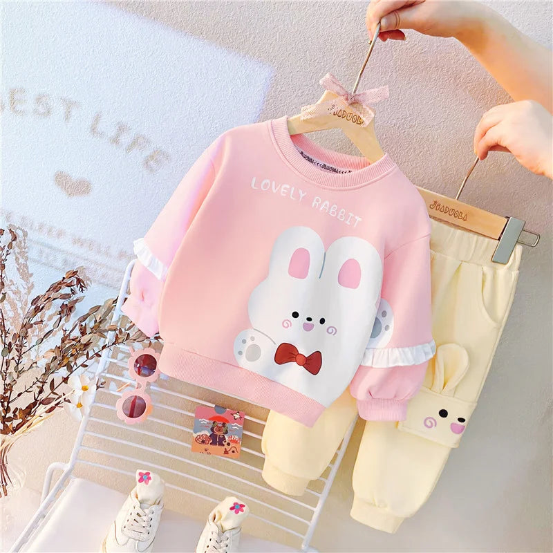 New Spring Autumn Baby Clothes Suit Children Girls Fashion Cartoon T-Shirt Pants 2Pcs/Set Toddler Sports Costume Kids Tracksuits