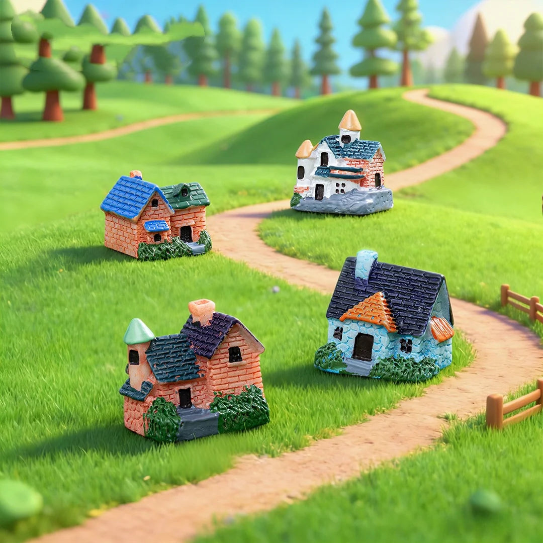 Miniature Resin House Ornament for DIY Crafts and Home Decor
