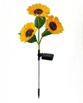 Solar Powered 3-Head Sunflower Outdoor Decorative Garden Light