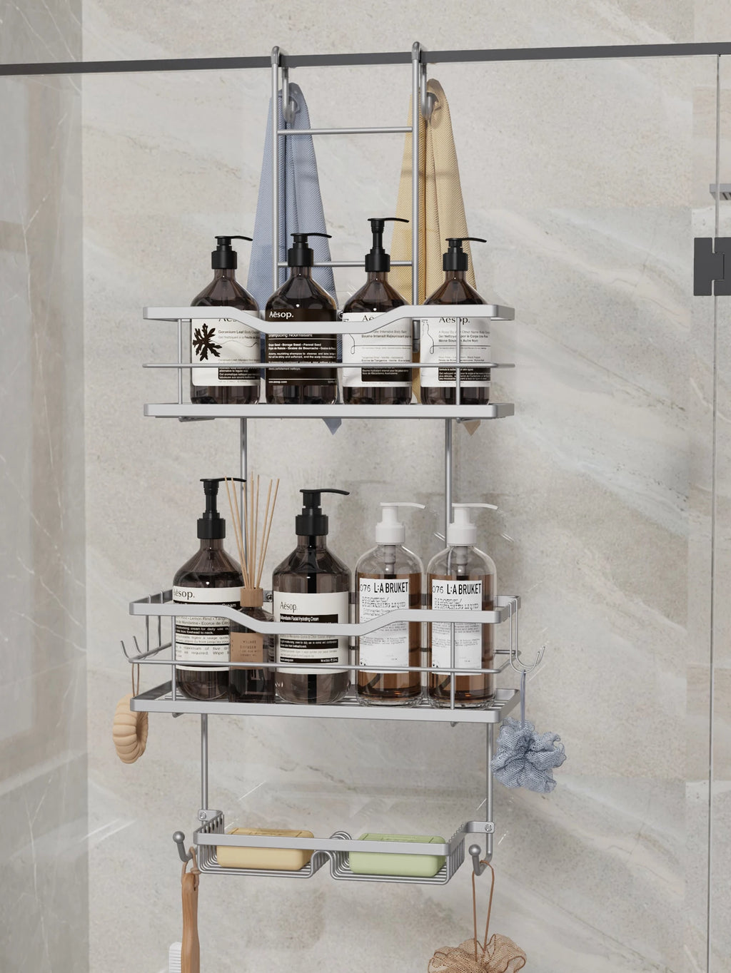 Over the Door Hanging Shower Caddy and Bathroom Organizer Rack