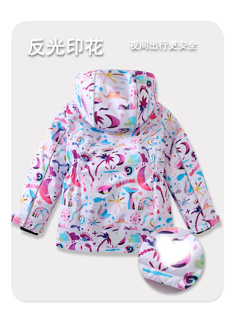 HONEYKING Kids Ski Outwear Winter Warm Windproof Outdoor Sports Snow Jackets Girls Snowboard Coat For Ski Clothing Equipment
