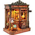 Creative Bookstore Desktop Decoration DIY Wooden Book Home Building Gift Mini Flower Shop Model For Adults With LED Lighting