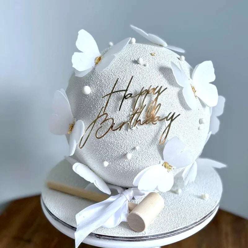 New Happy Birthday Cake Toppers Gold Acrylic Birthday Girl Kids Birthday Party Cake Topper Dessert Decoration Baby Shower Gift