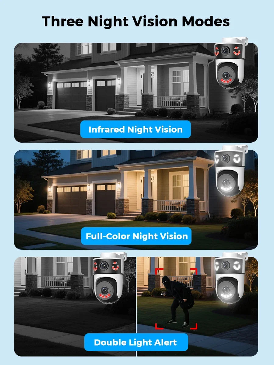 10MP 5K Dual Lens Dual Screen WiFi Security Camera with ICSEE App