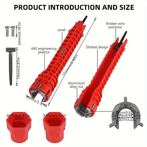 14-in-1 Multi-Function Sink & Faucet Repair Wrench - Durable ABS, Anti-Slip Long Handle for Kitchen & Bathroom Plumbing