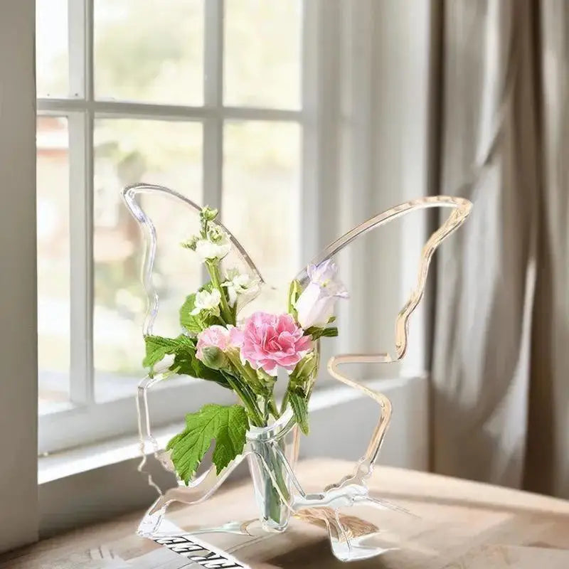 Transparent Acrylic Butterfly Decorative Flower Vase