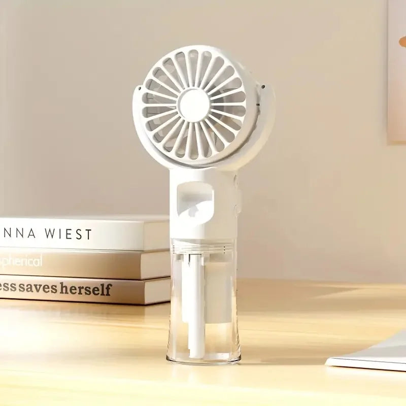 Portable Handheld Misting Fan with 4 Speeds and USB Charging