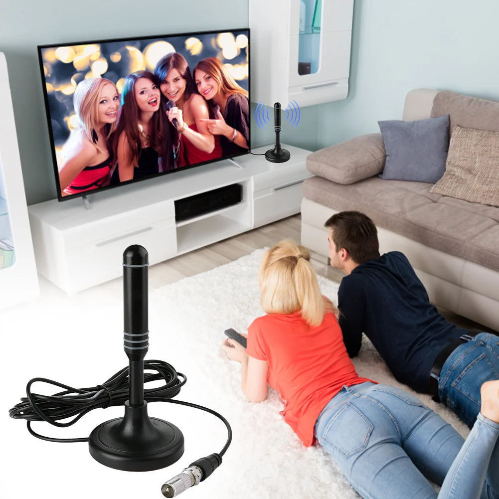 Portable HD Digital TV Antenna with 300cm Coax Cable for DVB-T/T2 DAB Freeview