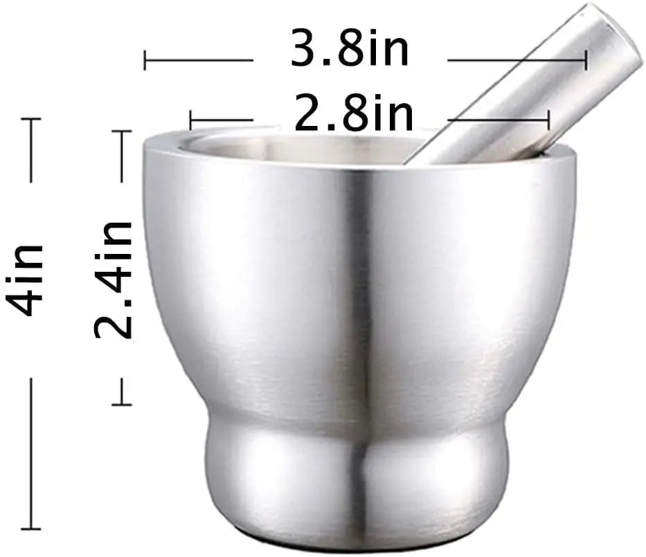 Premium Stainless Steel Alloy Steel Mortar and Pestle Durable Heavy Duty Spice Grinder for Kitchen Use