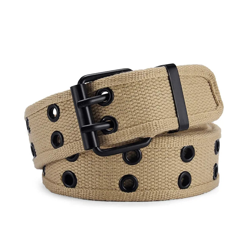 Men and women canvas belts are porous and need not be punched The buckle belts are sturdy and durable jeans waist for students