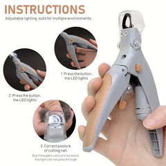 LED Pet Nail Clippers with Safety Guard, Professional Dog Cat Nail Trimmer Kit, Rechargeable Quiet Grooming Tool for Small Medium Dogs