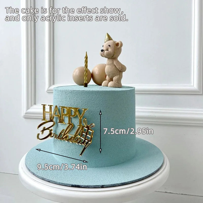 New Happy Birthday Cake Toppers Gold Acrylic Birthday Girl Kids Birthday Party Cake Topper Dessert Decoration Baby Shower Gift