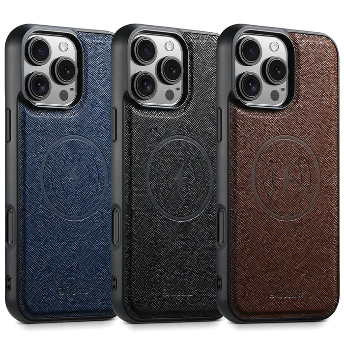 SUTENI Wireless Charging Phone Case Matte Texture Luxury Faux Leather Magnet For iPhone 18 Pro Max 17 Air 16 Plus 15 14 13 12