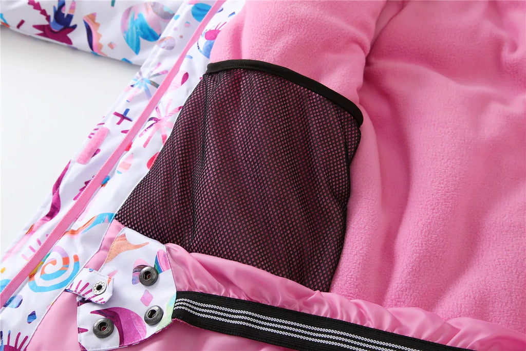 HONEYKING Kids Ski Outwear Winter Warm Windproof Outdoor Sports Snow Jackets Girls Snowboard Coat For Ski Clothing Equipment