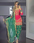 Eid Ramzan Special PinkCityBlocks Salwar Kameez Faux Georgette Slim Fit Reversible Party Style Indian Pakistani Women's Wedding