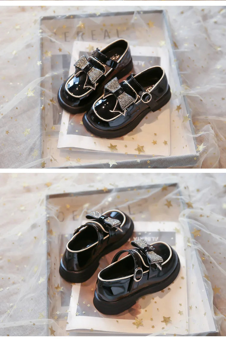 Kids Casual Shoes Children‘s Leather Shoes for Toddlers Girls Party Flats Kids Loafers Bowtie Shoes for Kids Girls Lolita Shoes