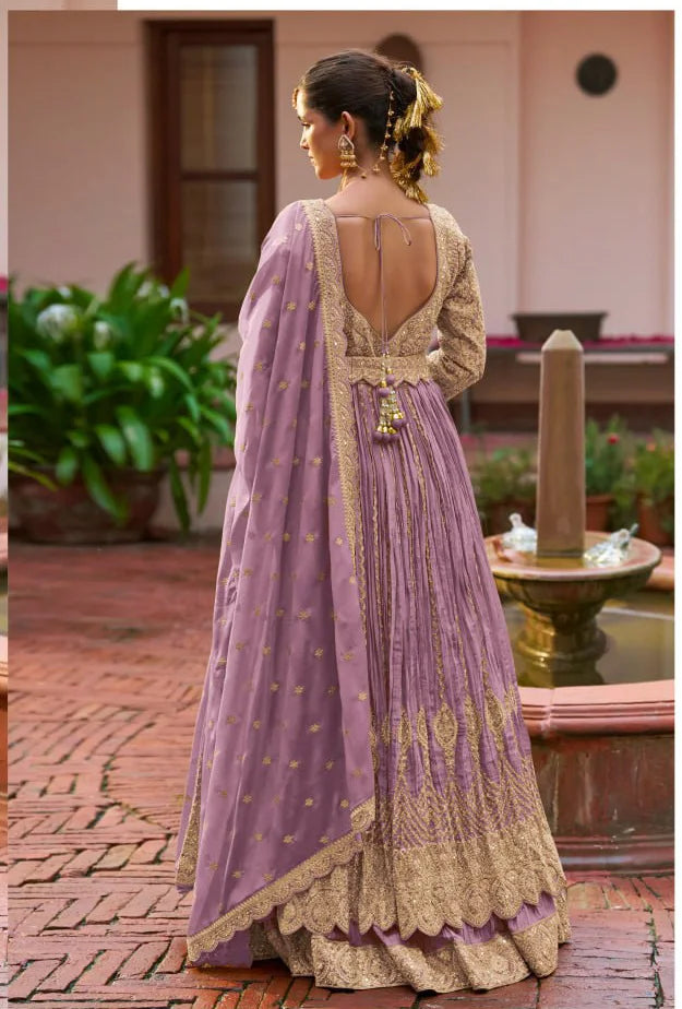 Indian Trendy Fashion for Women Long Banglory Silk With Embroidery Anarkali Kurti Gown With Dupatta Wedding Partywear Suit