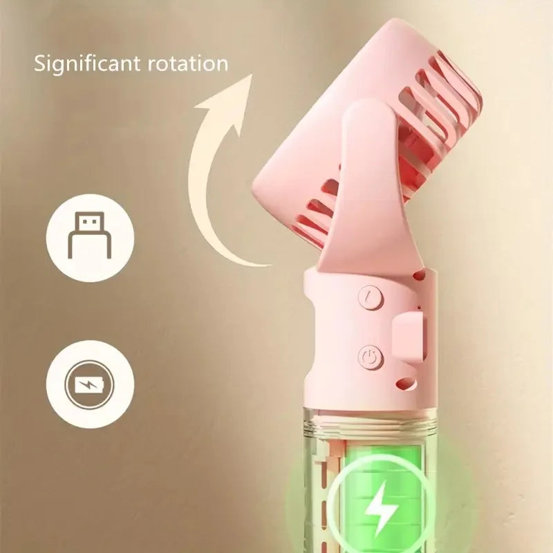 Portable Handheld Misting Fan with 4 Speeds and USB Charging